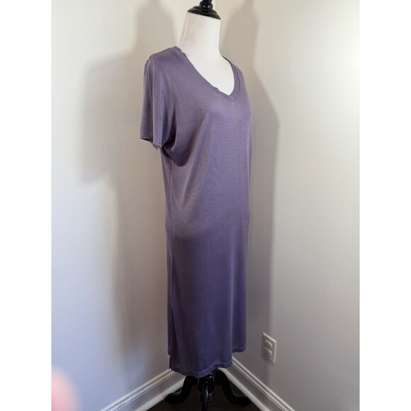 WINTERSILKS Dress Womens M Silk Jersey V-Neck Base Layer Short Sleeve Purple - Picture 2 of 10